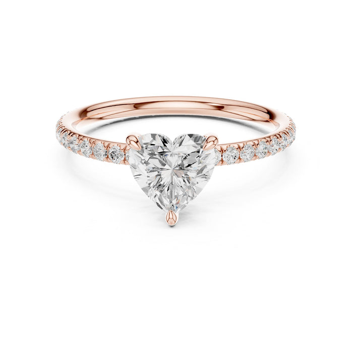 Heart Lab Grown Diamond Pave Engagement Ring rose gold video