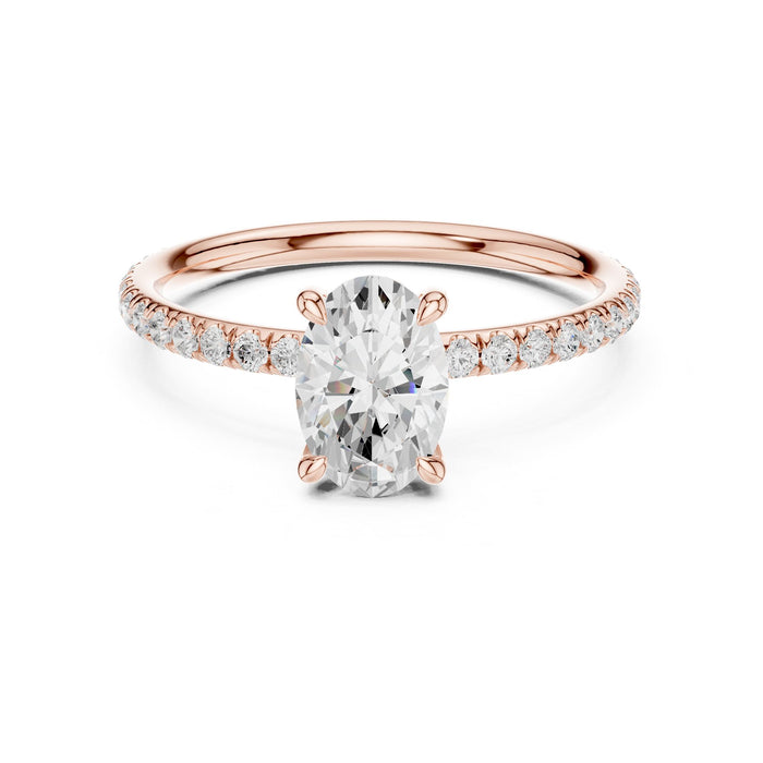 Oval Lab Grown Diamond Pave Engagement Ring rose gold video