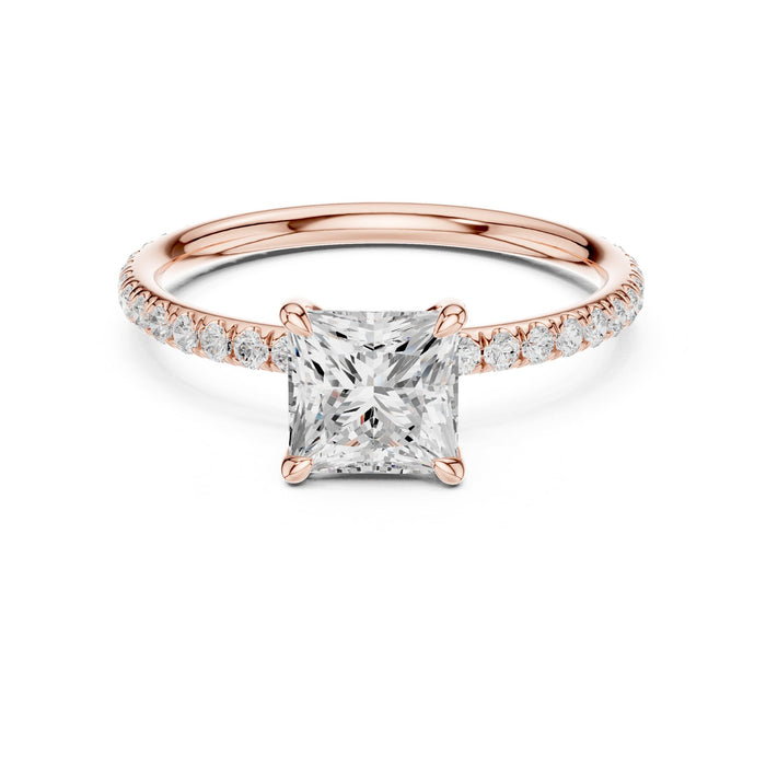 Princess Lab Grown Diamond Pave Engagement Ring rose gold video