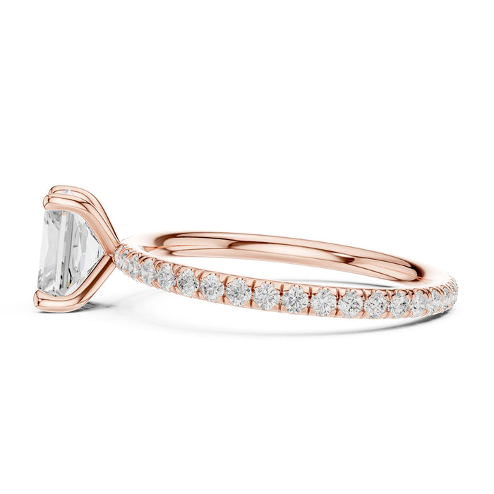 Radiant Lab Grown Diamond Pave Engagement Ring yellow gold video