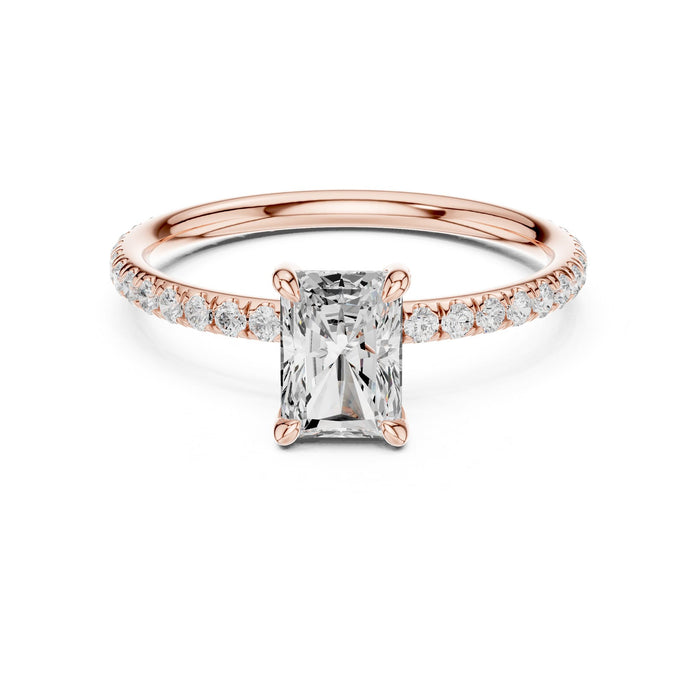 Radiant Lab Grown Diamond Pave Engagement Ring rose gold video