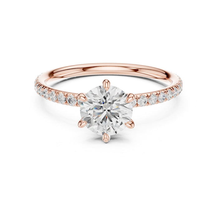 Round Lab Grown Diamond Pave Engagement Ring rose gold video