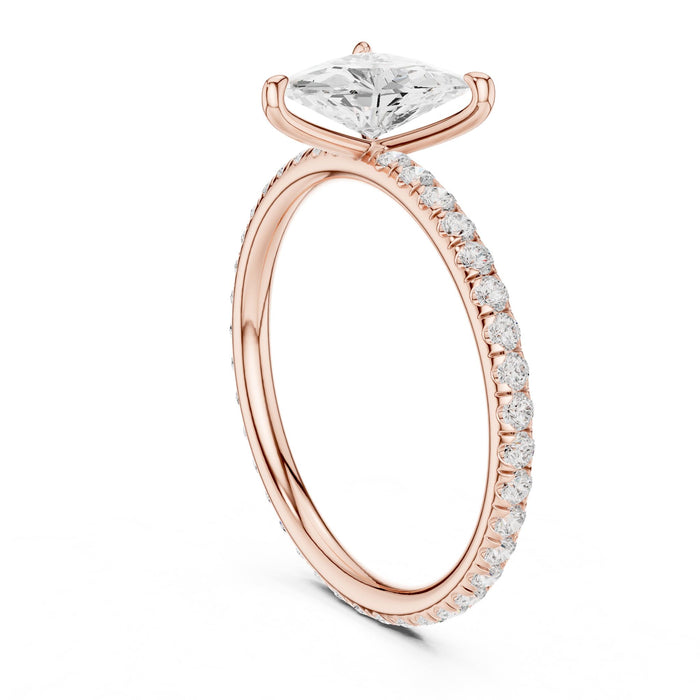 Trillion Lab Grown Diamond Pave Engagement Ring yellow gold video