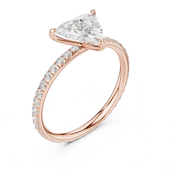 Trillion Lab Grown Diamond Pave Engagement Ring rose gold video