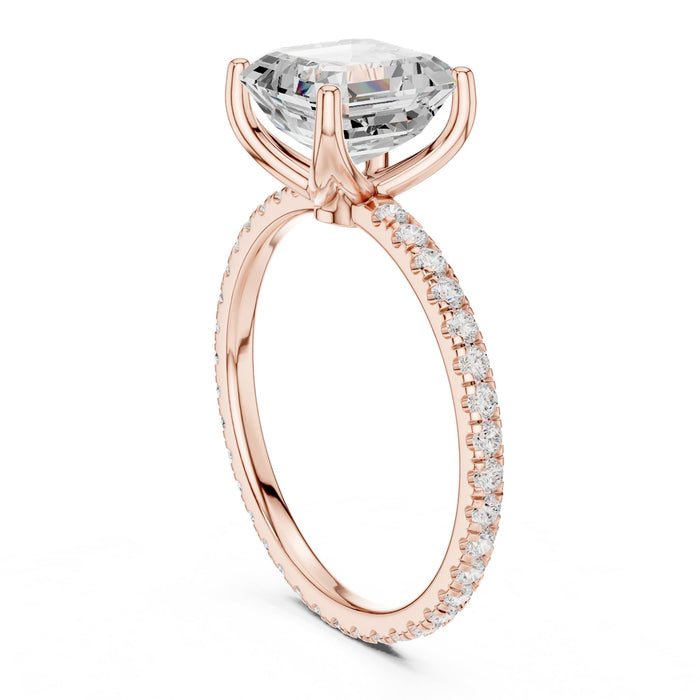 Princess Lab Grown Diamond Pave Engagement Ring yellow gold video