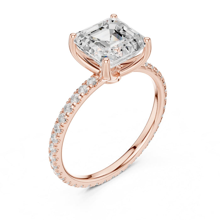 Princess Lab Grown Diamond Pave Engagement Ring rose gold video