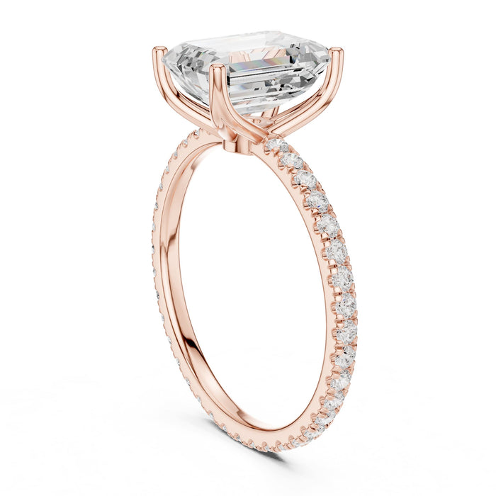 Emerald Lab Grown Diamond Pave Engagement Ring yellow gold video