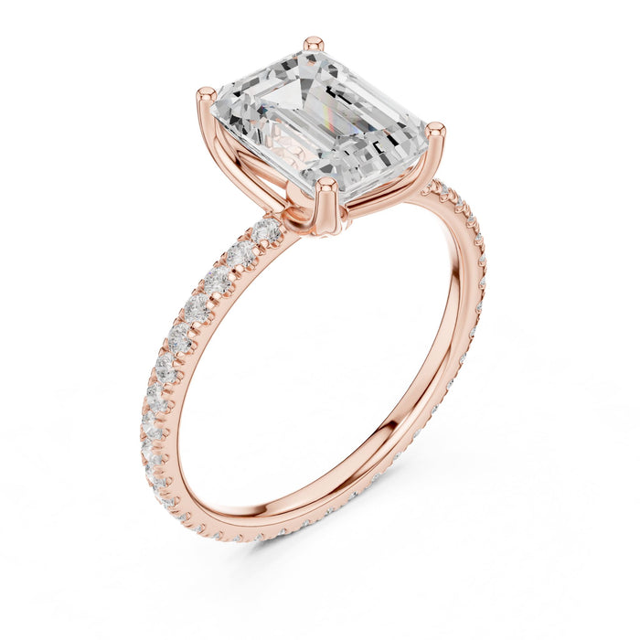 Emerald Lab Grown Diamond Pave Engagement Ring rose gold video