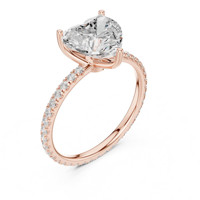 Heart Lab Grown Diamond Pave Engagement Ring rose gold video