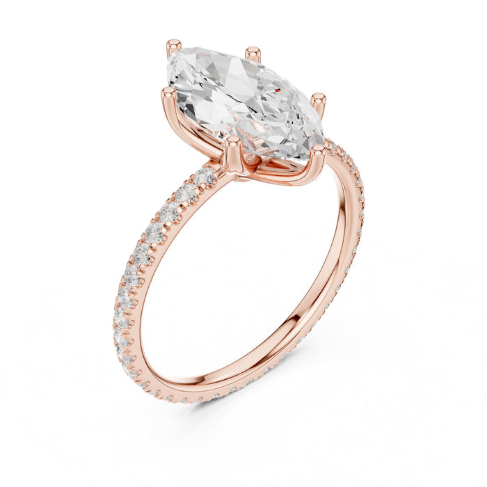 Marquise Lab Grown Diamond Pave Engagement Ring rose gold video