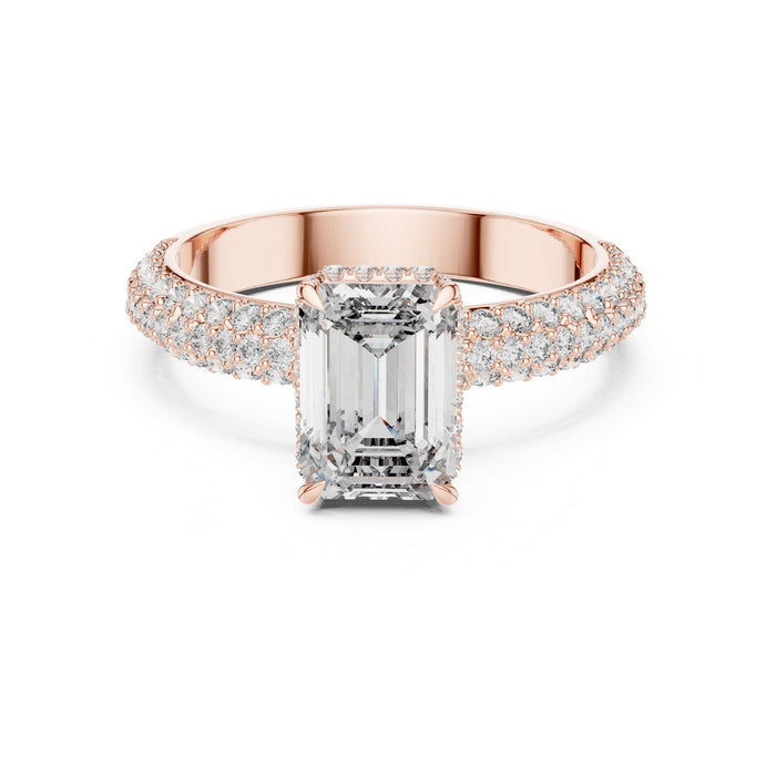 Emerald Lab Grown Diamond Hidden-Halo Engagement Ring rose gold video