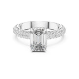 Emerald Lab Grown Diamond Hidden-Halo Engagement Ring