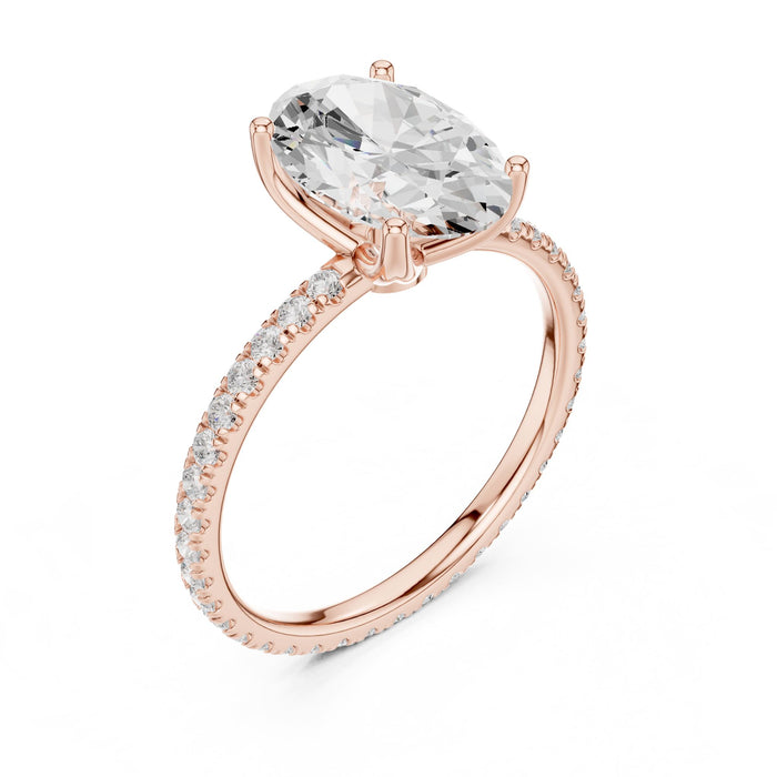 Oval Lab Grown Diamond Pave Engagement Ring rose gold video
