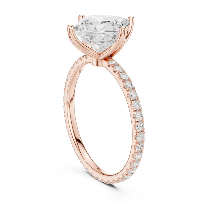 Princess Lab Grown Diamond Pave Engagement Ring yellow gold video