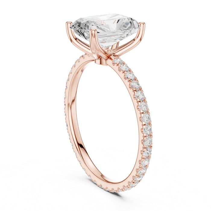Radiant Lab Grown Diamond Pave Engagement Ring yellow gold video
