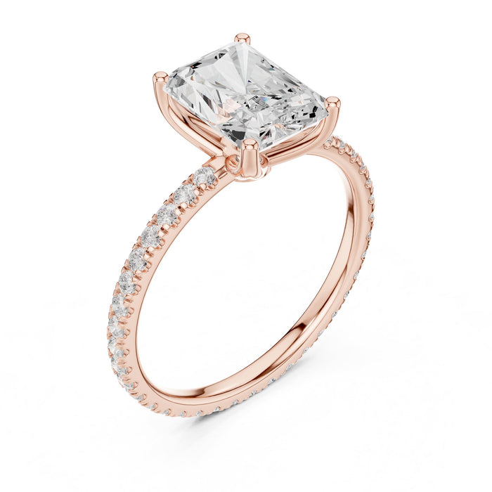 Radiant Lab Grown Diamond Pave Engagement Ring rose gold video
