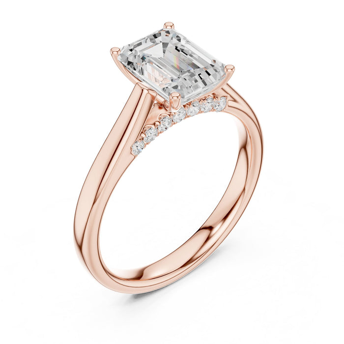 Emerald Lab Grown Diamond Side-Stone Engagement Ring rose gold video