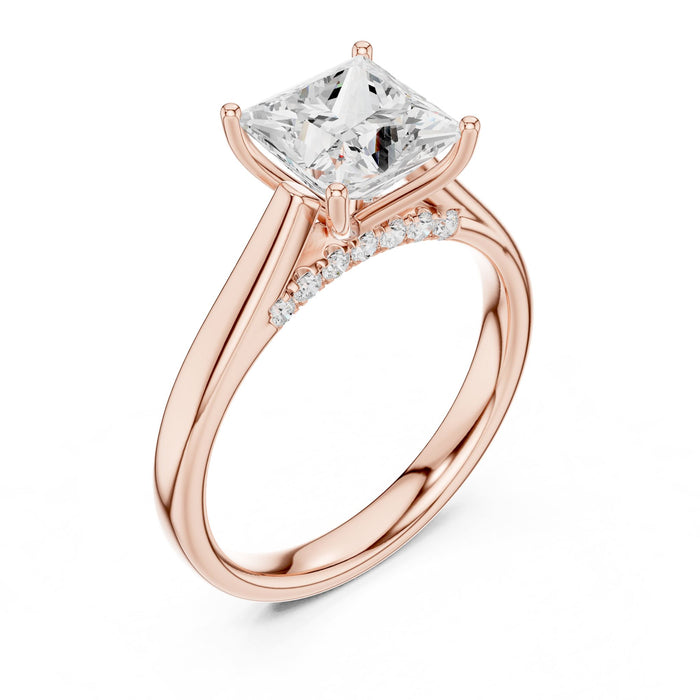 Princess Lab Grown Diamond Side-Stone Engagement Ring rose gold video