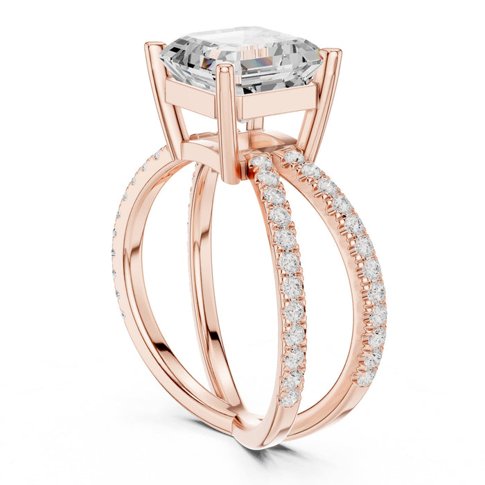 Asscher Lab Grown Diamond Split-Shank Engagement Ring yellow gold video