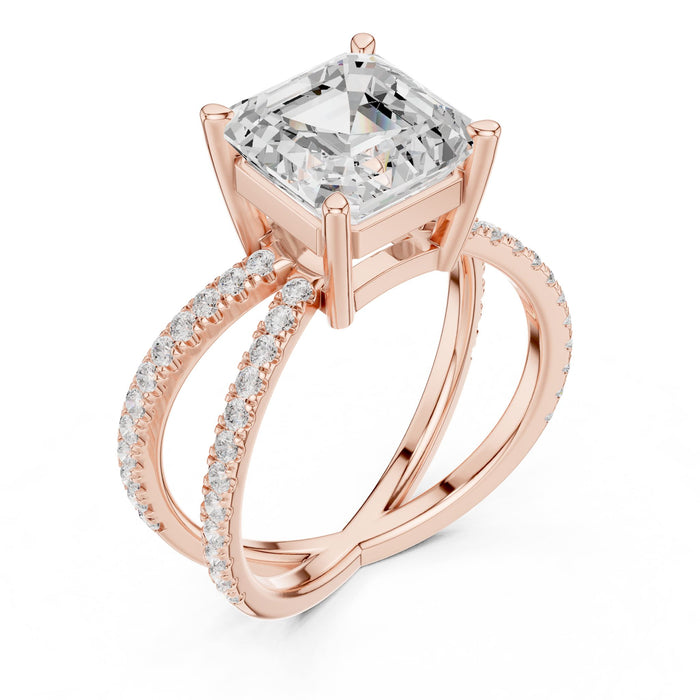 Asscher Lab Grown Diamond Split-Shank Engagement Ring rose gold video