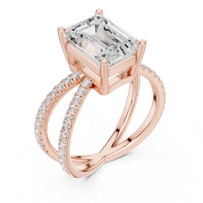 Emerald Lab Grown Diamond Split-Shank Engagement Ring rose gold video