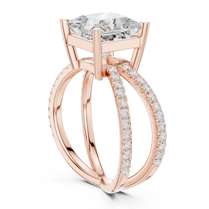 Princess Lab Grown Diamond Split-Shank Engagement Ring yellow gold video