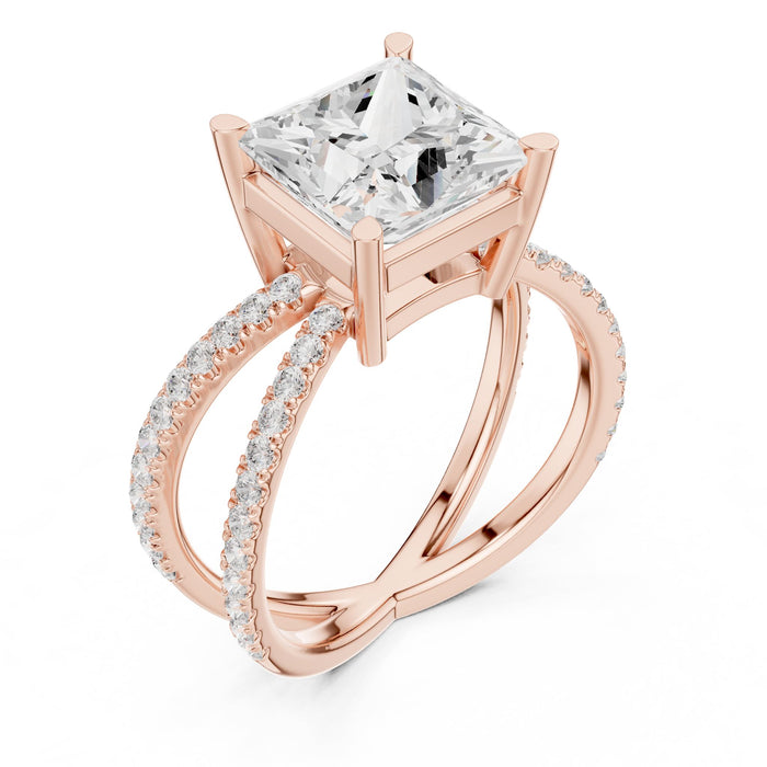 Princess Lab Grown Diamond Split-Shank Engagement Ring rose gold video