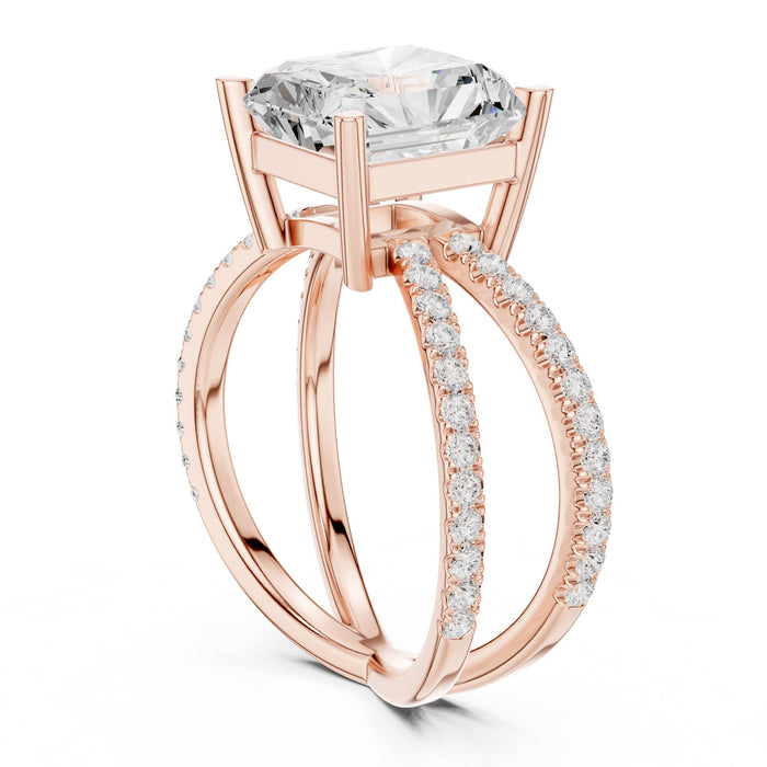 Princess Lab Grown Diamond Split-Shank Engagement Ring yellow gold video