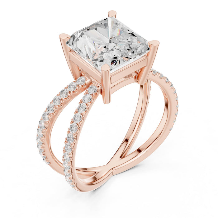 Princess Lab Grown Diamond Split-Shank Engagement Ring rose gold video