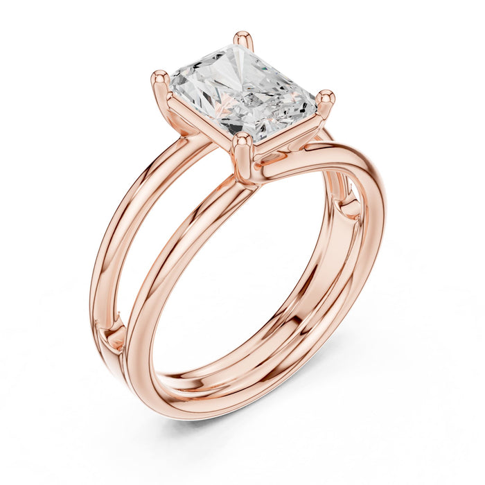 Emerald Lab Grown Diamond Split-Shank Engagement Ring rose gold video