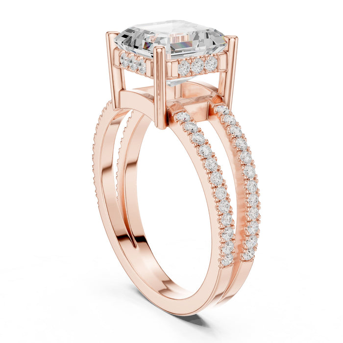Asscher Lab Grown Diamond Split-Shank Engagement Ring yellow gold video