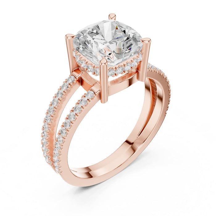 Cushion Lab Grown Diamond Split-Shank Engagement Ring rose gold video