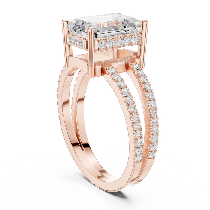 Emerald Lab Grown Diamond Hidden-Halo Engagement Ring yellow gold video