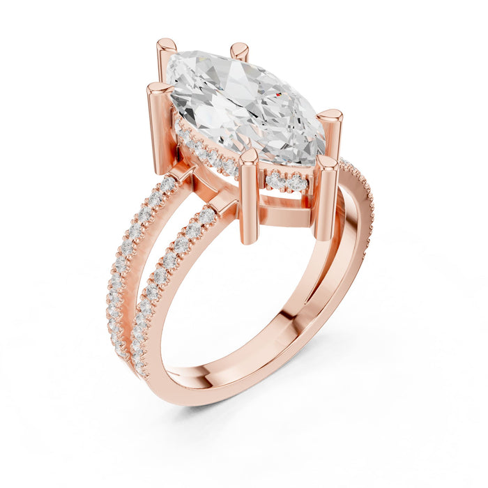 Marquise Lab Grown Diamond Split-Shank Engagement Ring rose gold video