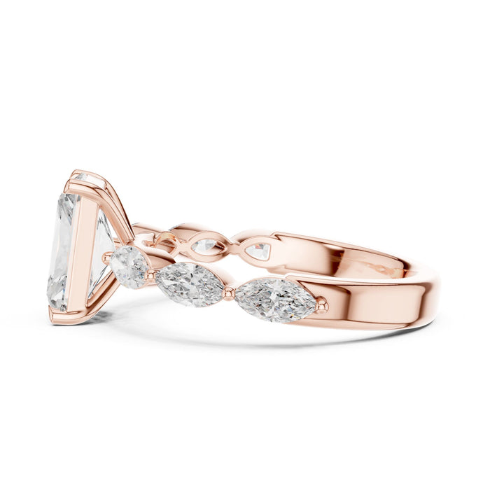 Radiant Lab Grown Diamond Side-Stone Engagement Ring yellow gold video