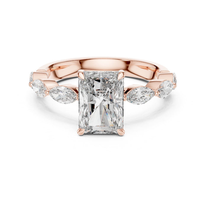 Radiant Lab Grown Diamond Side-Stone Engagement Ring rose gold video