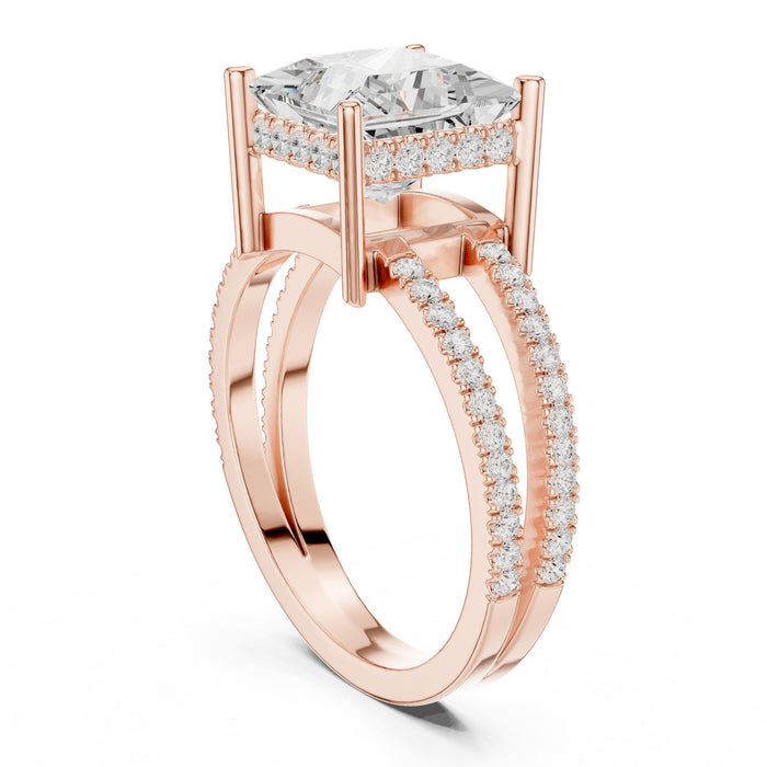 Princess Lab Grown Diamond Split-Shank Engagement Ring yellow gold video
