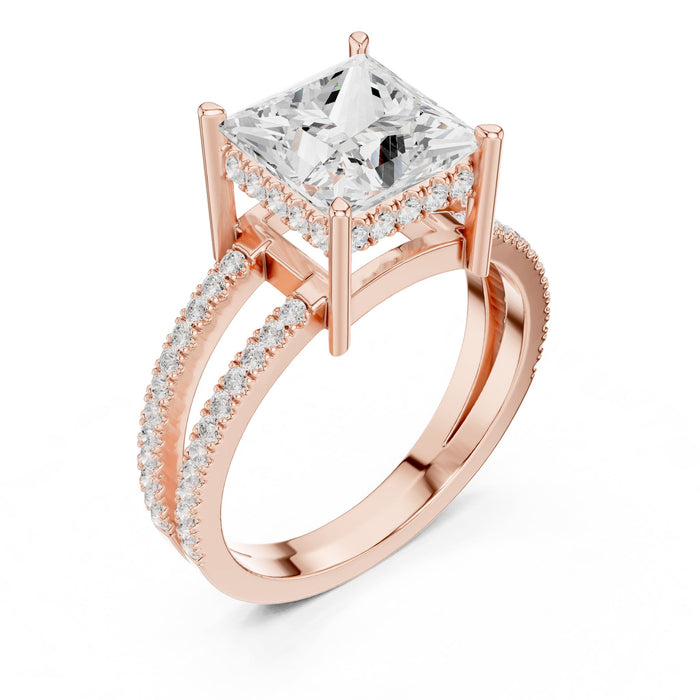 Princess Lab Grown Diamond Split-Shank Engagement Ring rose gold video