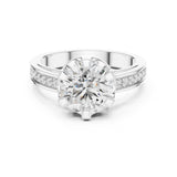 Round Lab Grown Diamond Cathedral Engagement Ring