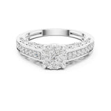 Round Lab Grown Diamond Cluster Engagement Ring