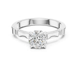Round Lab Grown Diamond Cathedral Engagement Ring