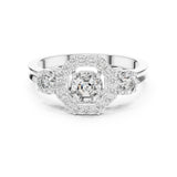 Asscher Lab Grown Diamond Halo Engagement Ring
