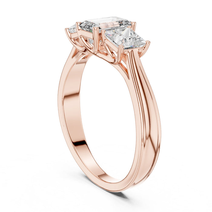 Emerald Lab Grown Diamond Three-Stone Engagement Ring yellow gold video