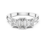 Emerald Lab Grown Diamond Three-Stone Engagement Ring