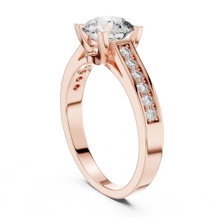 Round Lab Grown Diamond Cathedral Engagement Ring yellow gold video