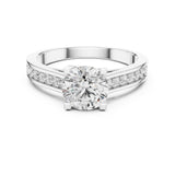 Round Lab Grown Diamond Cathedral Engagement Ring