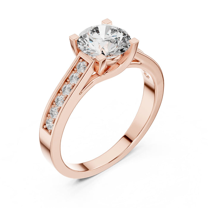 Round Lab Grown Diamond Cathedral Engagement Ring rose gold video