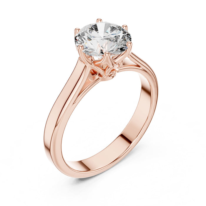 Round Lab Grown Diamond Cathedral Engagement Ring rose gold video