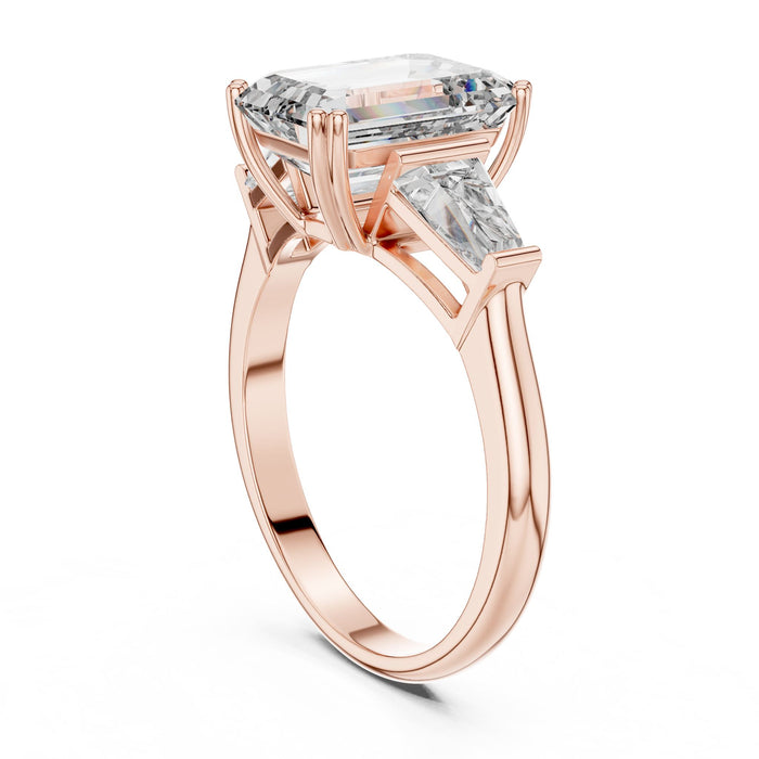Emerald Lab Grown Diamond Three-Stone Engagement Ring yellow gold video