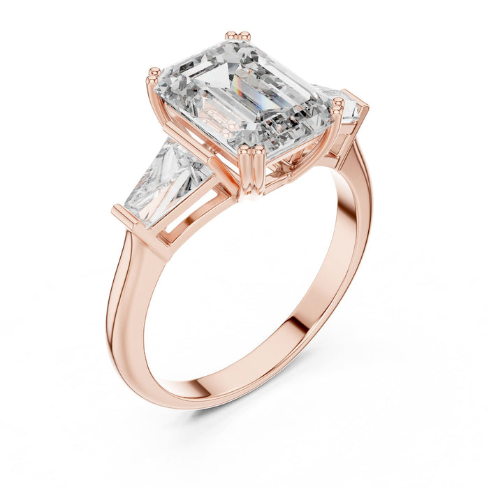 Emerald Lab Grown Diamond Three-Stone Engagement Ring rose gold video